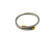Load image into Gallery viewer, Cable Expanding Bracelet Thick - Stainless Steel w/ Gold Tips