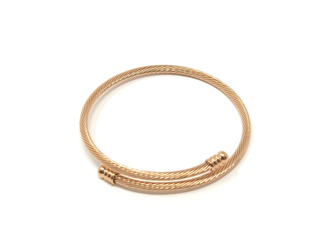 Cable Expanding Bracelet Thin -- Rose Gold