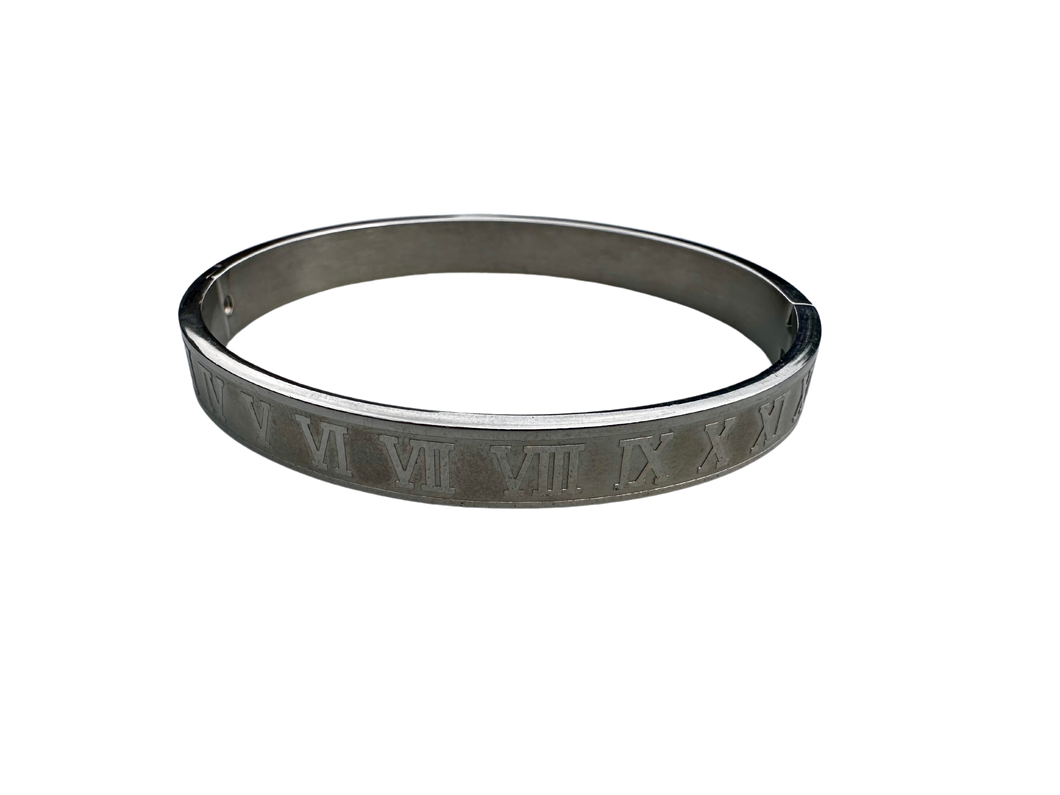 Roman Numeral Steel Bangle  I - XII