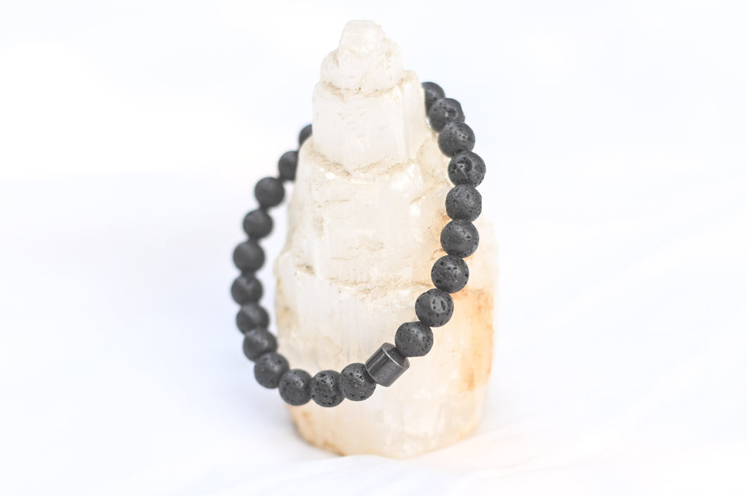 Fancy Mineral Stretch Bracelet — Lava Stone