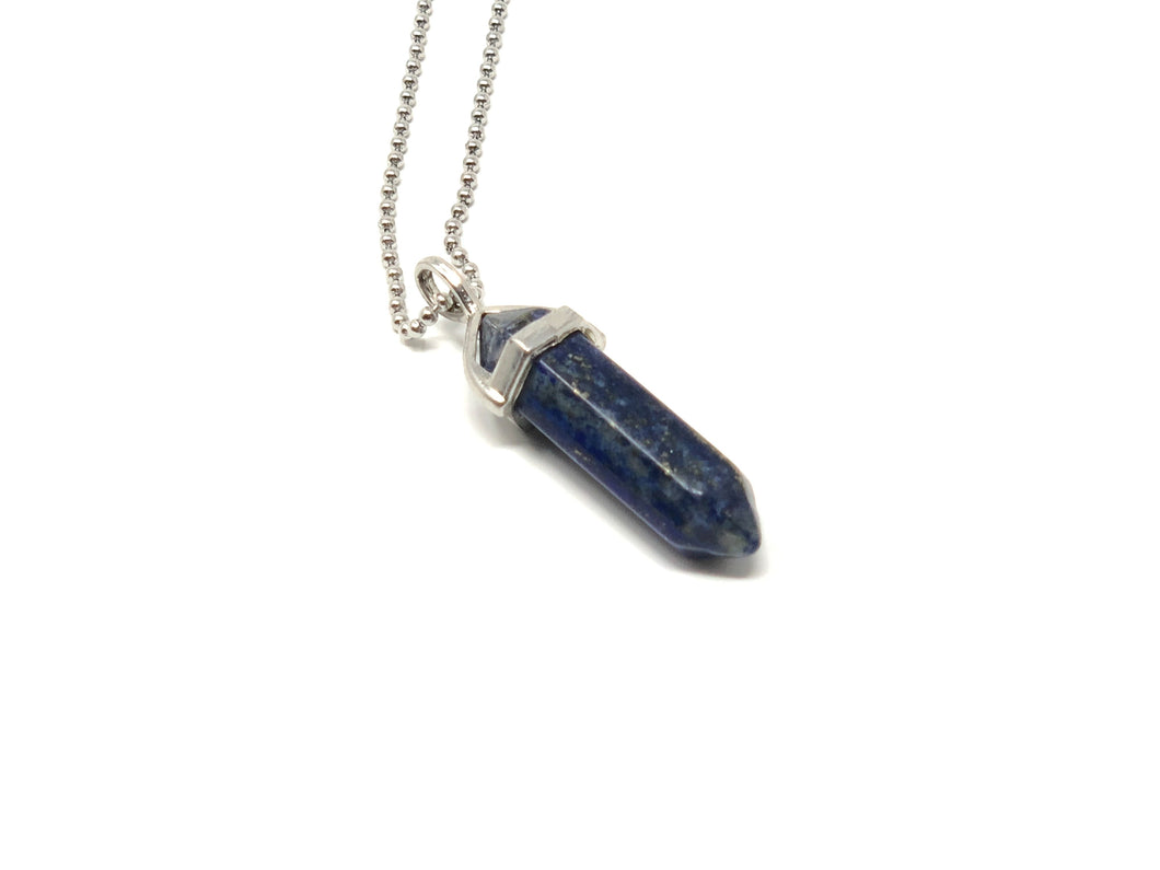 Hexagon Pillar Necklace — Lapis Lazuli
