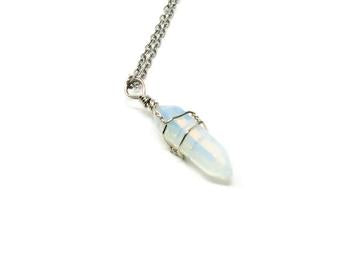 Hexagon Pillar Necklace — Opalite
