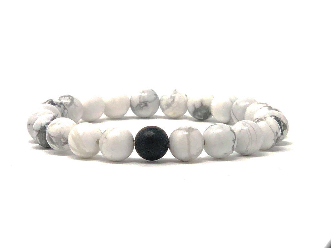 Fancy Mineral Stretch Bracelet — Howlite