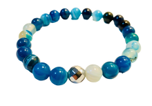 Load image into Gallery viewer, Fancy Mineral Stretch Bracelet — Blue Banded Agate
