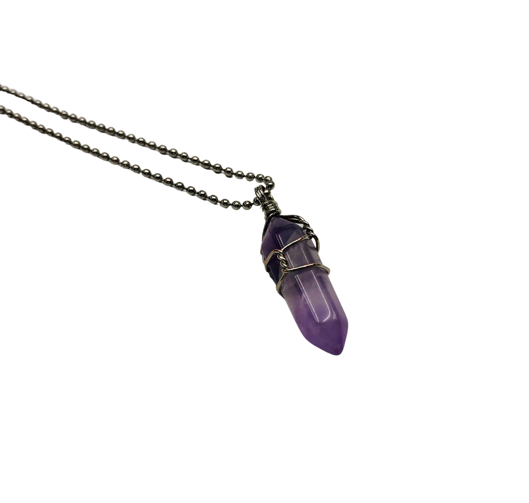 Hexagon Pillar Necklace — Amethyst