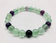 Load image into Gallery viewer, Fancy Mineral Stretch Bracelet — Rainbow Fluorite
