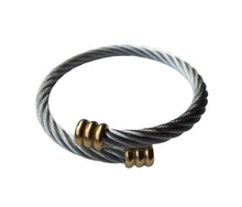 Load image into Gallery viewer, Cable Expanding Bracelet Thick - Stainless Steel w/ Gold Tips
