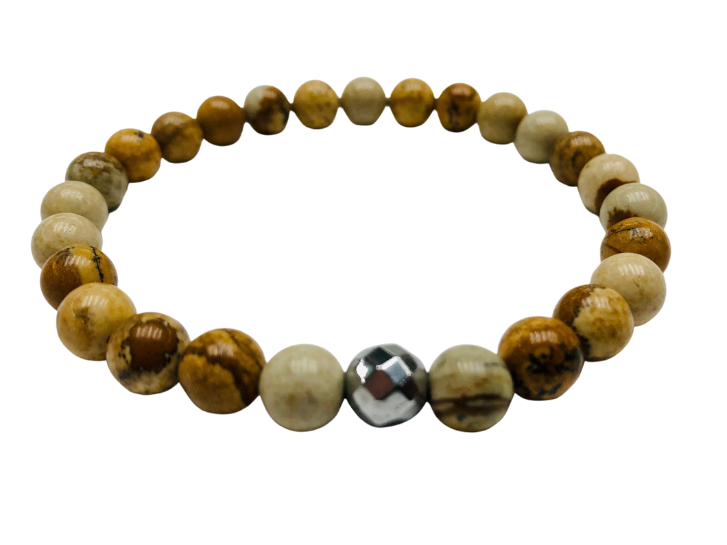 Fancy Mineral Stretch Bracelet — Petrified Wood