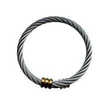 Load image into Gallery viewer, Cable Expanding Bracelet Thick - Stainless Steel w/ Gold Tips

